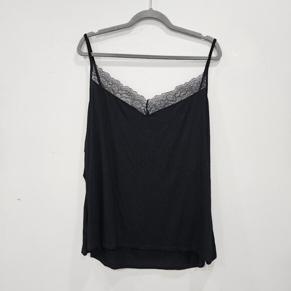 Modcloth Sleeveless Plus Size Black Floral Lace Trim Camisole Tank Top‎ New 4X - Picture 2 of 8